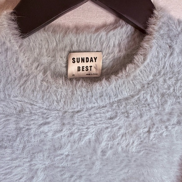 SUNDAY BEST Baby Blue Fuzzy Kitten Sweater - Picture 4 of 6